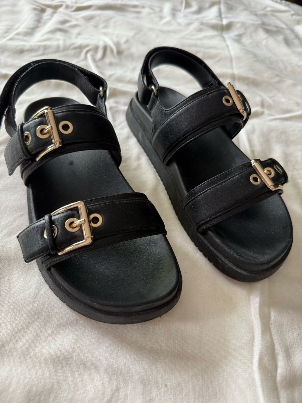 Madden Girl Black Buckle Platform Sandals